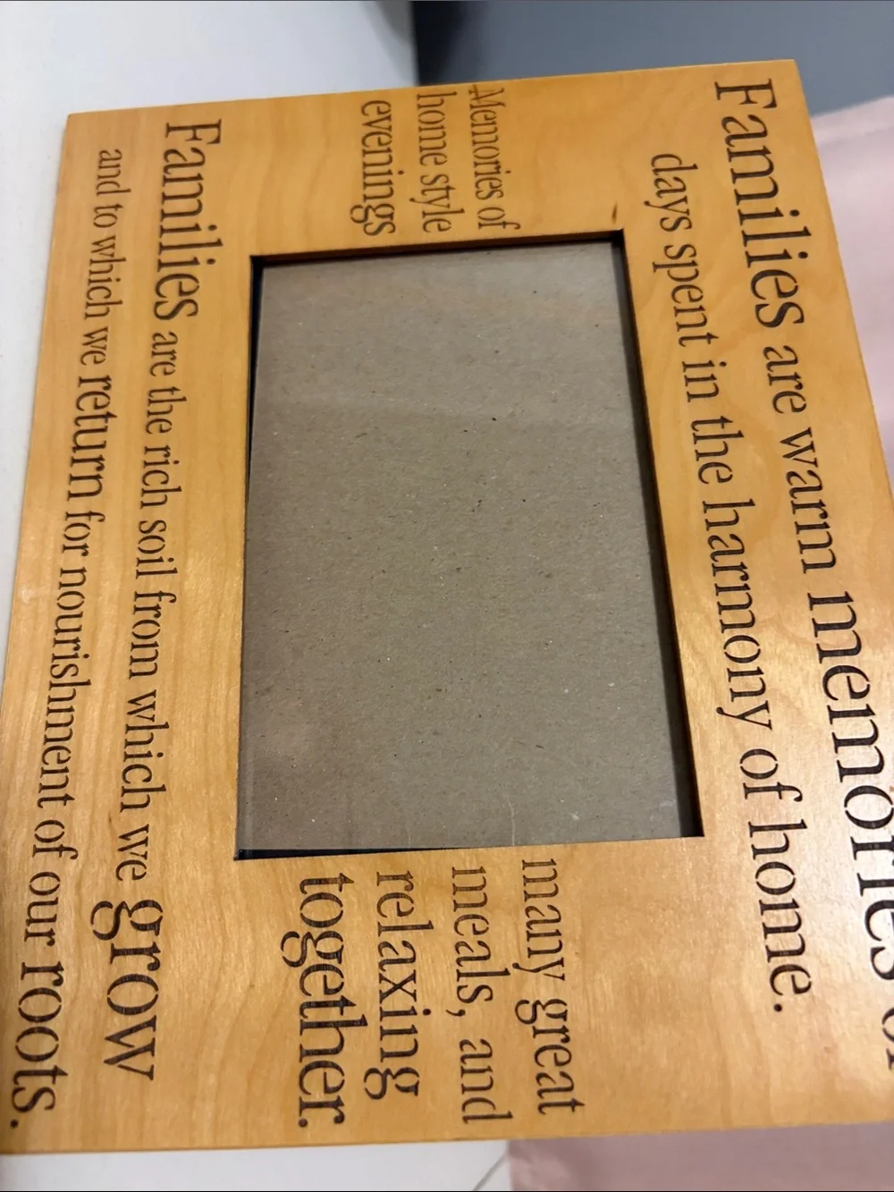 90’s Vintage “Families” wooden picture frame 3.5x5.5” opening